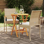 Sillas de jardín 2 pcs Beige y blanco crema Poliratán y Acacia