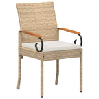 Sillas de jardín 2 pcs Beige y blanco crema Poliratán y Acacia
