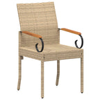 Sillas de jardín 2 pcs Beige y blanco crema Poliratán y Acacia