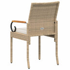 Sillas de jardín 2 pcs Beige y blanco crema Poliratán y Acacia
