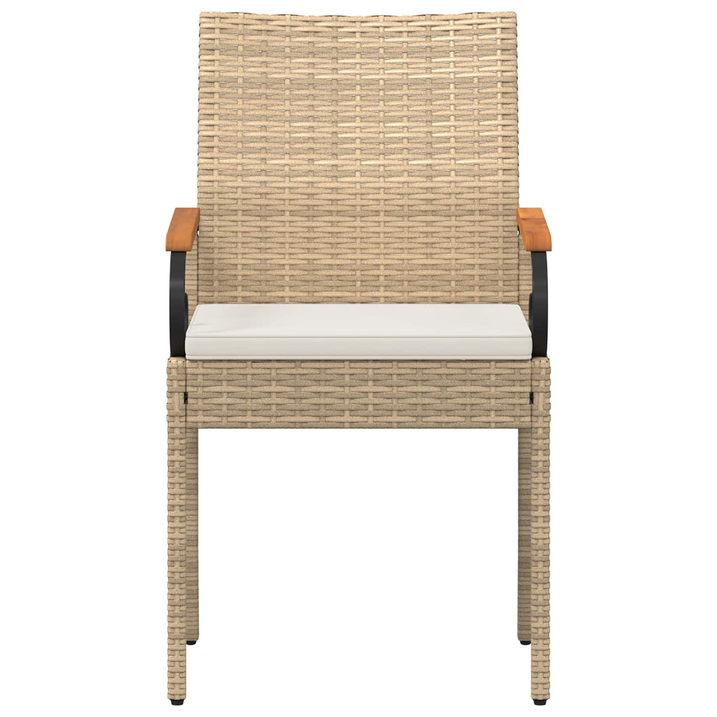Sillas de jardín 2 pcs Beige y blanco crema Poliratán y Acacia