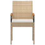 Sillas de jardín 2 pcs Beige y blanco crema Poliratán y Acacia