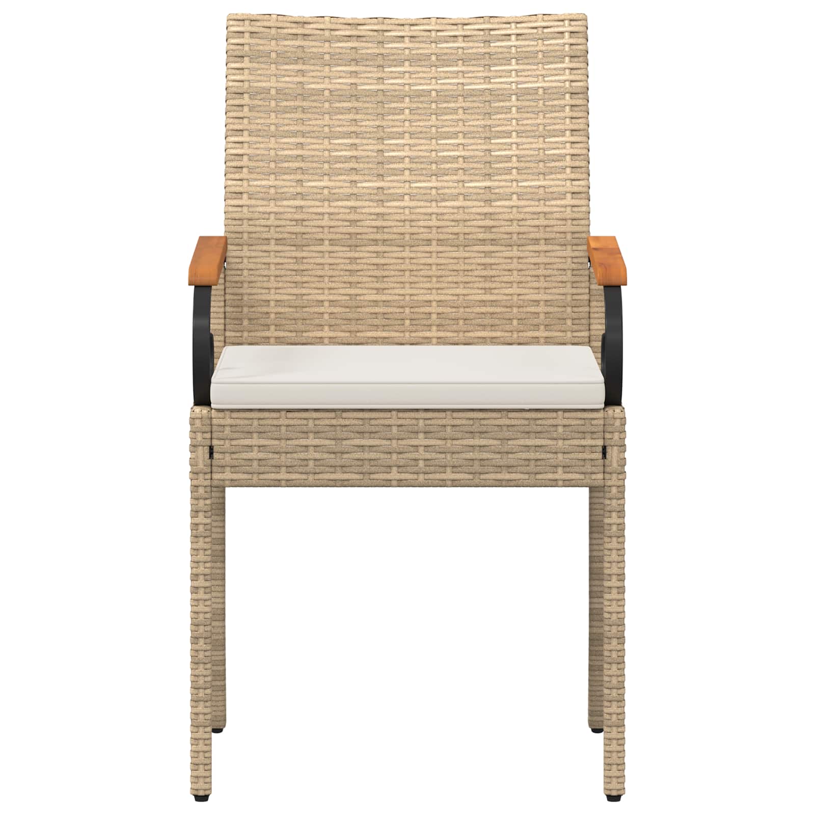 Sillas de jardín 2 pcs Beige y blanco crema Poliratán y Acacia