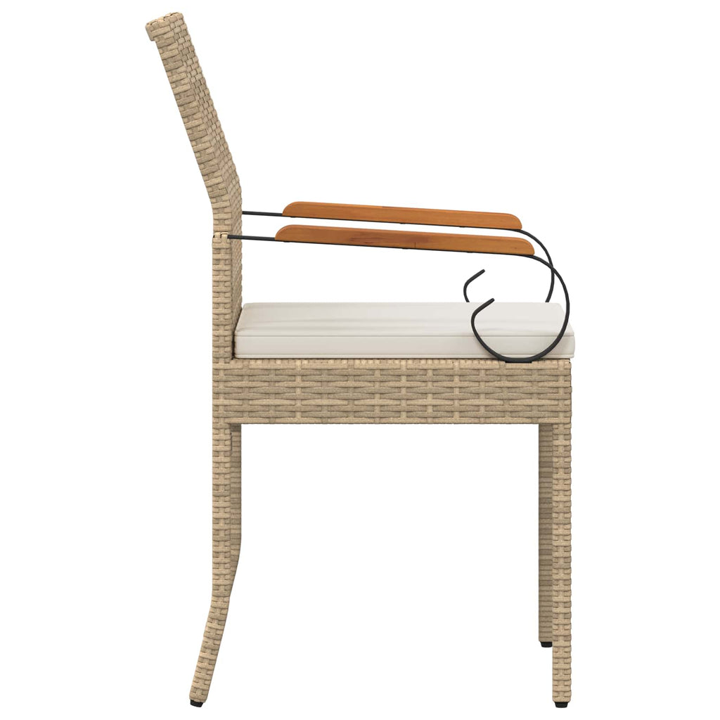Sillas de jardín 2 pcs Beige y blanco crema Poliratán y Acacia