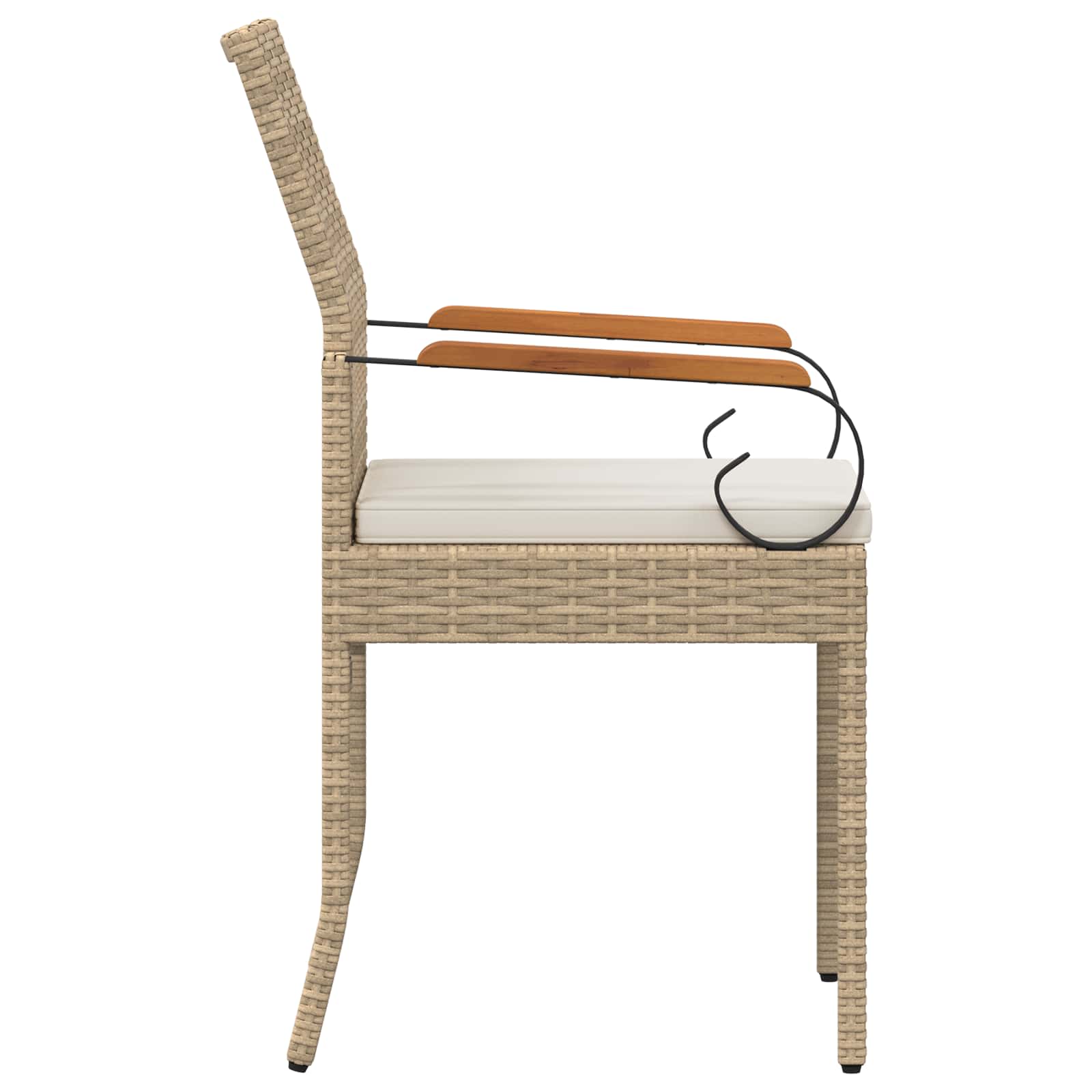 Sillas de jardín 2 pcs Beige y blanco crema Poliratán y Acacia