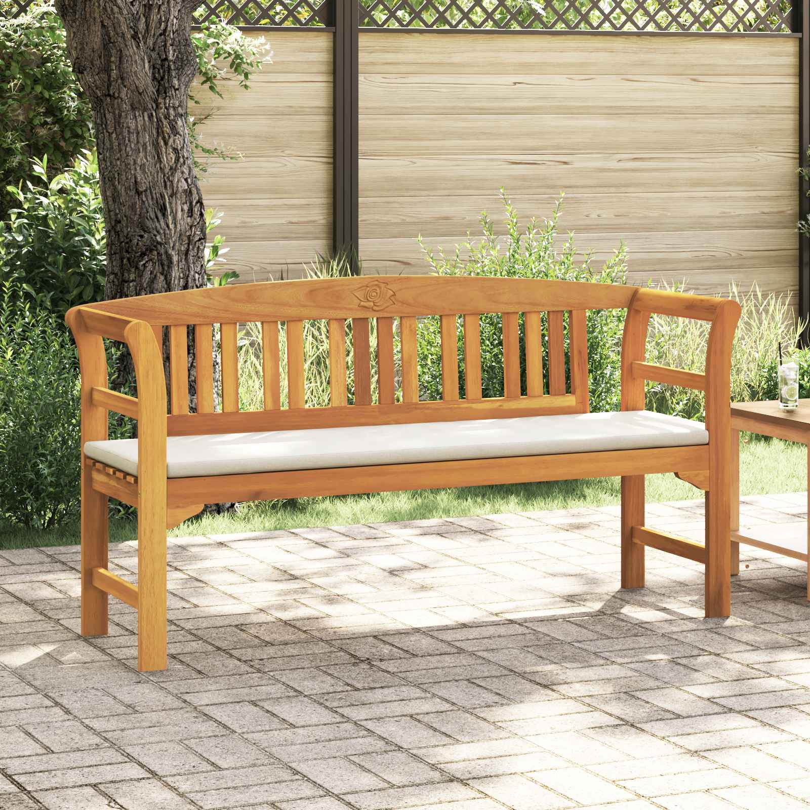 Banco de Rosa Crema 114 x 46 x 82,5 cm Madera de Acacia Sólida