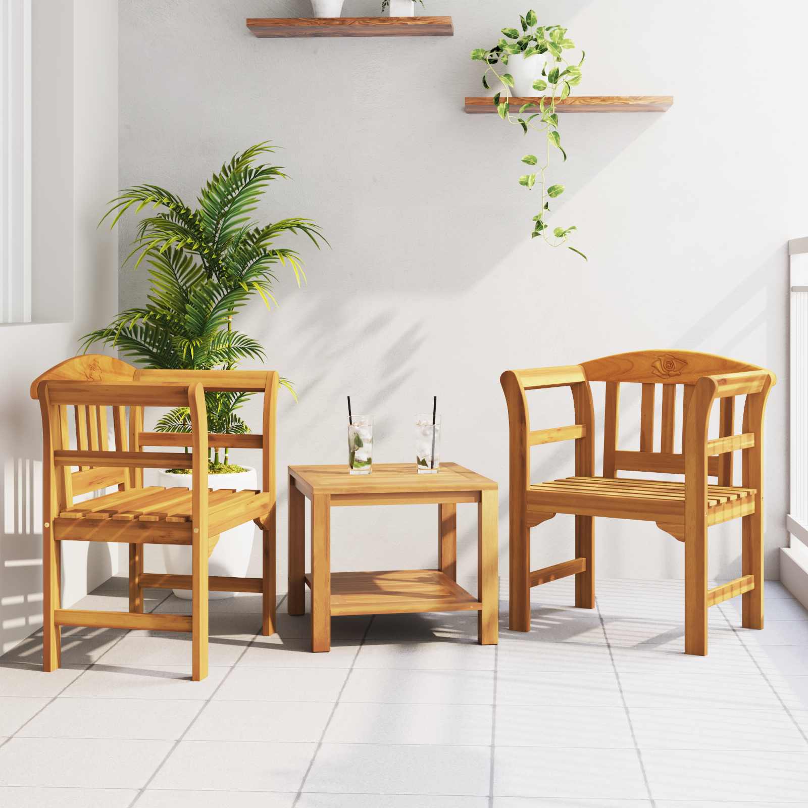 Banco de Rosa Crema 114 x 46 x 82,5 cm Madera de Acacia Sólida