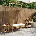 Arco de Jardín con Banco Blanco Crema 115 x 50 x 205 cm Bambú
