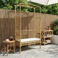 Cream White Garden Arch with Bench 115 x 50 x 205 cm Bamboo