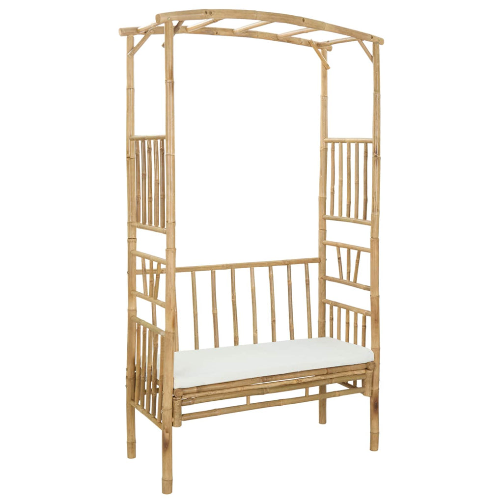 Arco de Jardín con Banco Blanco Crema 115 x 50 x 205 cm Bambú