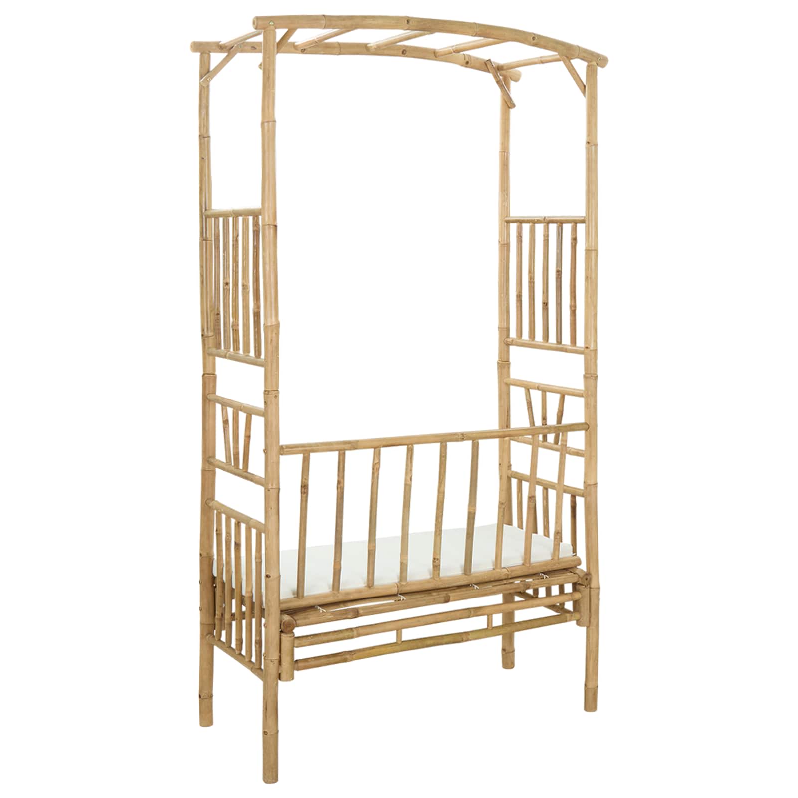 Arco de Jardín con Banco Blanco Crema 115 x 50 x 205 cm Bambú