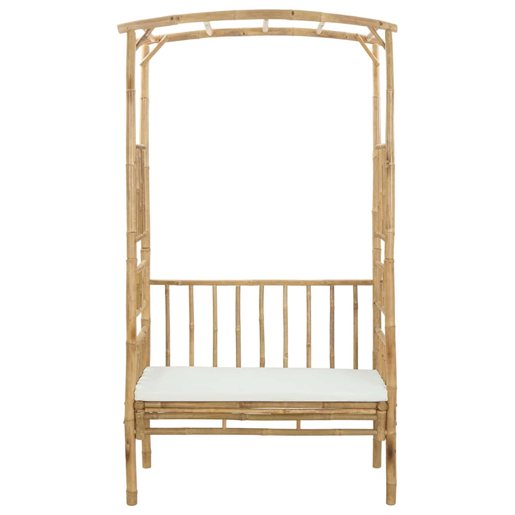 Arco de Jardín con Banco Blanco Crema 115 x 50 x 205 cm Bambú
