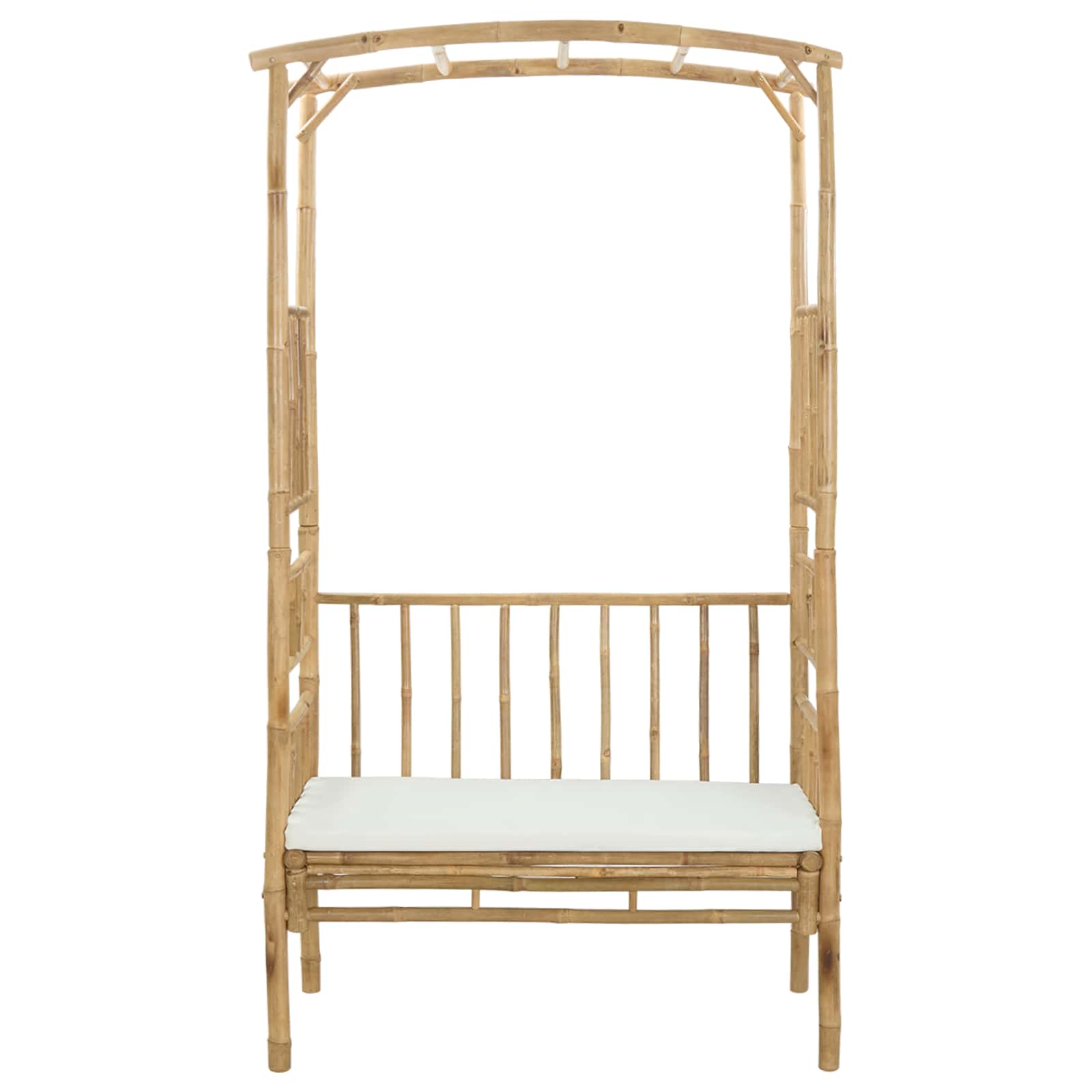 Arco de Jardín con Banco Blanco Crema 115 x 50 x 205 cm Bambú