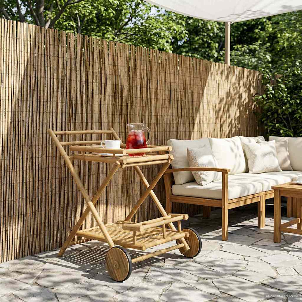 Carrito de té con ruedas Natural 79 x 67.5 x 84 cm Bambú