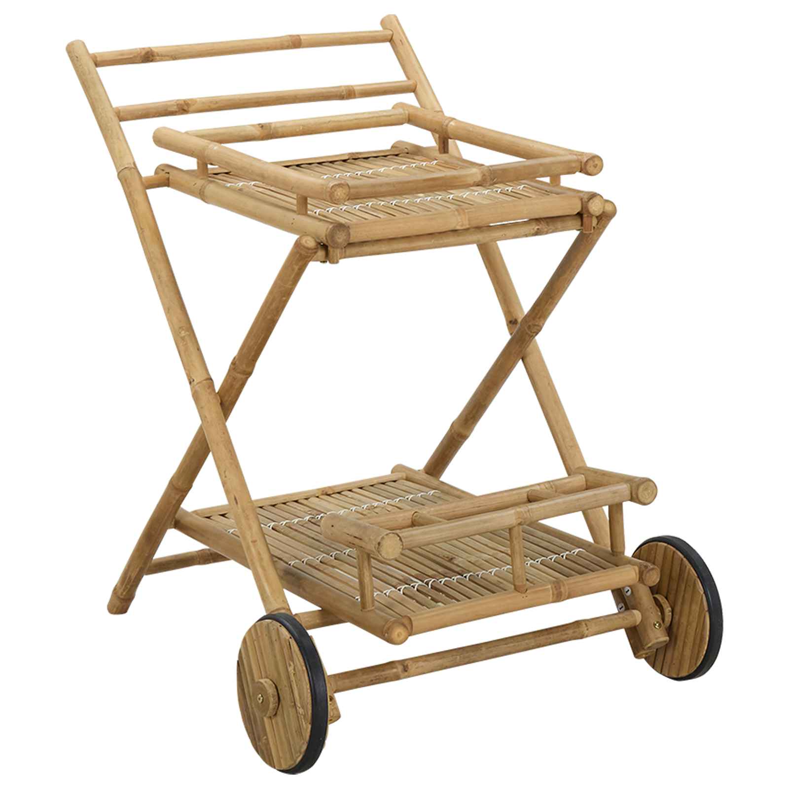 Carrito de té con ruedas Natural 79 x 67.5 x 84 cm Bambú