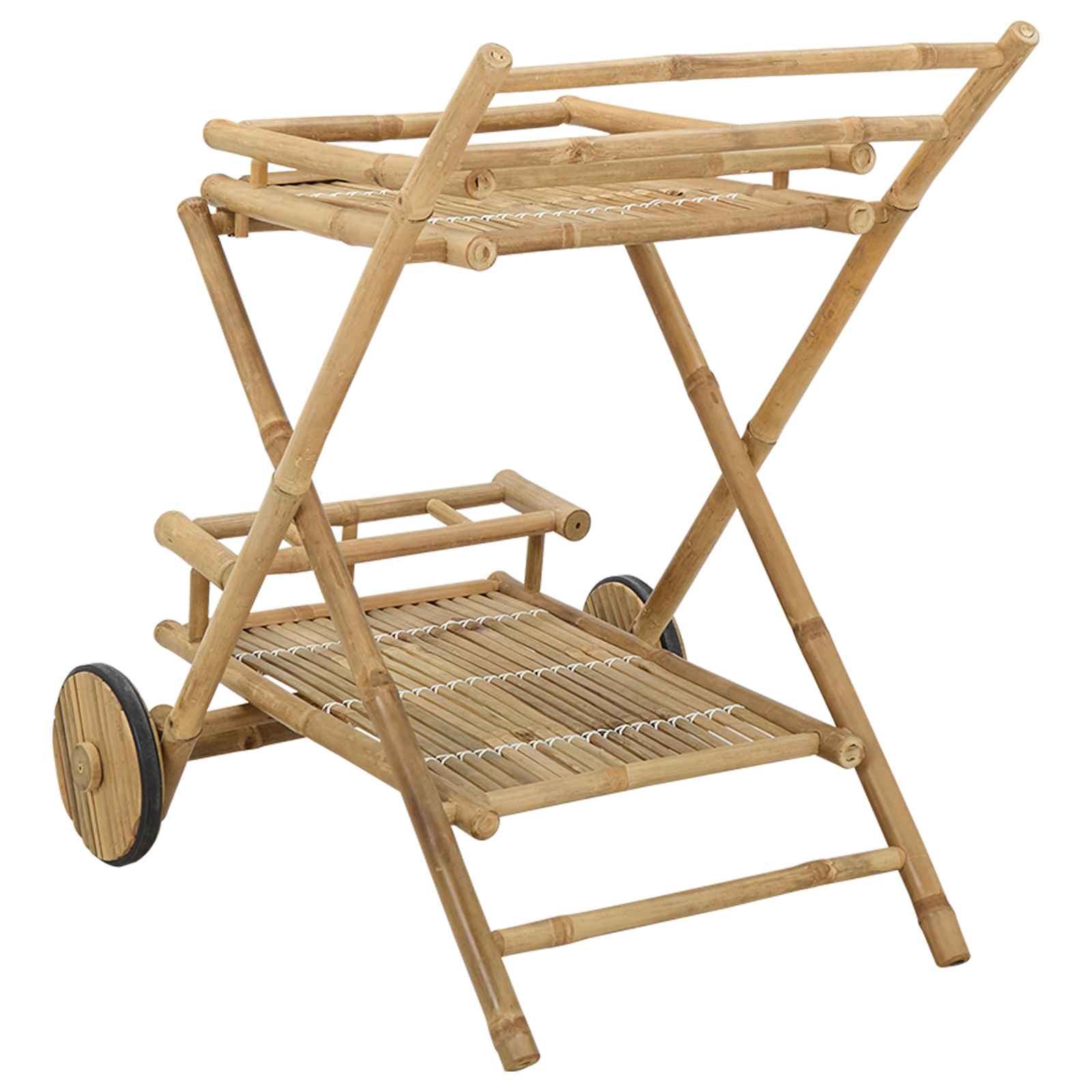 Carrito de té con ruedas Natural 79 x 67.5 x 84 cm Bambú