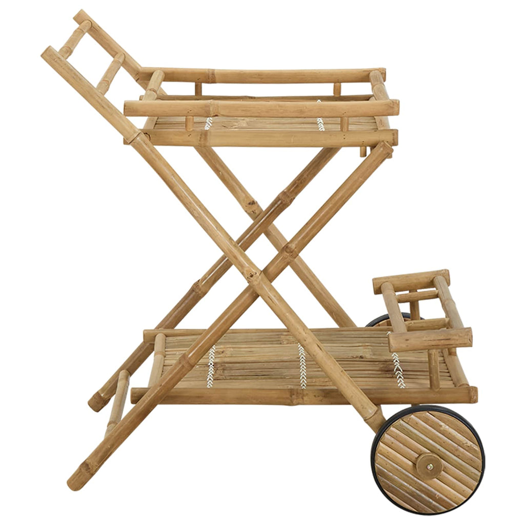 Carrito de té con ruedas Natural 79 x 67.5 x 84 cm Bambú