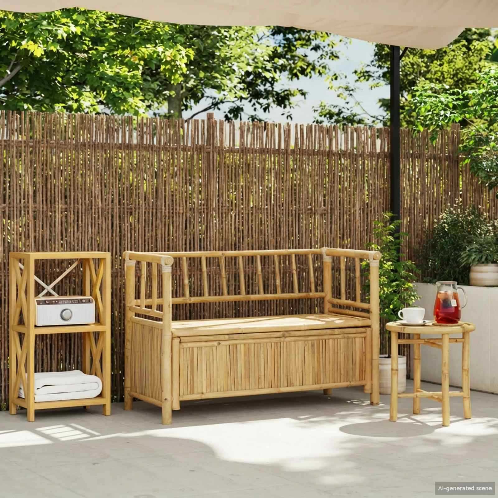 Banco de Almacenamiento de Jardín 110 x 47 x 80 cm Bambú