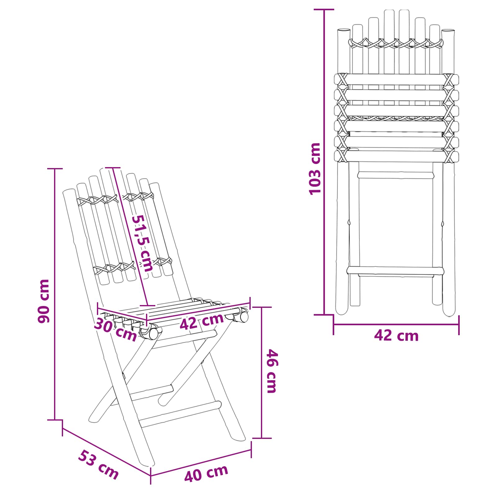 Silla de Jardín 4 pcs Natural Bambú