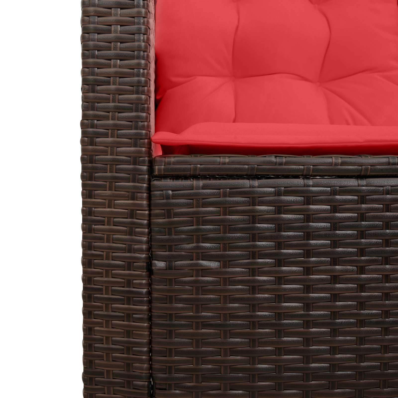 Conjunto de sofás de exterior con cojín 2 pcs Marrón y Rojo