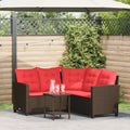 Conjunto de sofás de exterior con cojín 2 pcs Marrón y Rojo