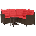 Conjunto de sofás de exterior con cojín 2 pcs Marrón y Rojo