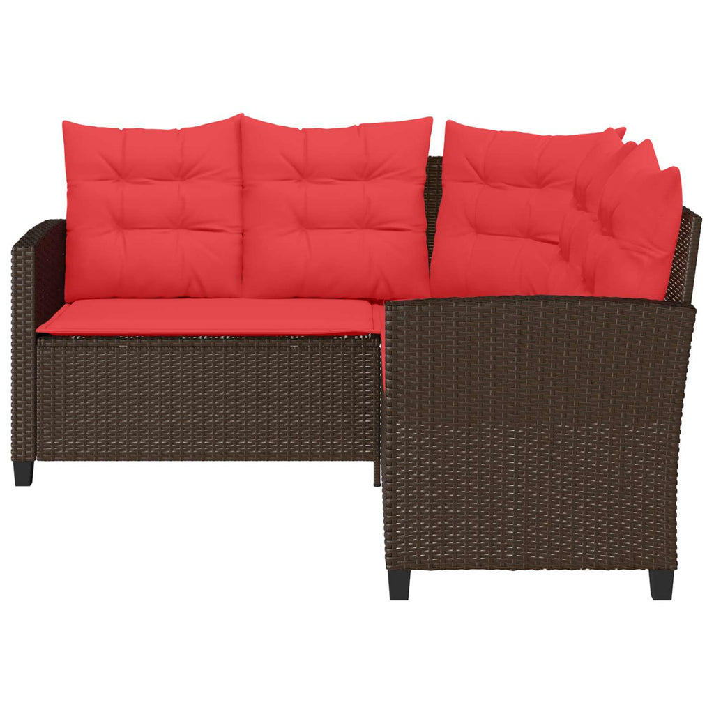 Conjunto de sofás de exterior con cojín 2 pcs Marrón y Rojo