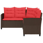 Conjunto de sofás de exterior con cojín 2 pcs Marrón y Rojo