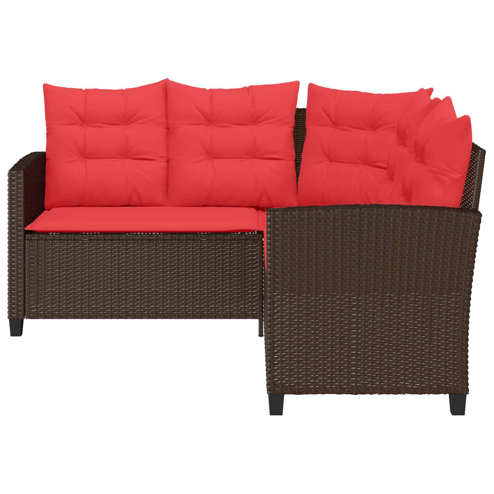 Conjunto de sofás de exterior con cojín 2 pcs Marrón y Rojo