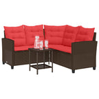 Conjunto de sofás de exterior con cojín 2 pcs Marrón y Rojo