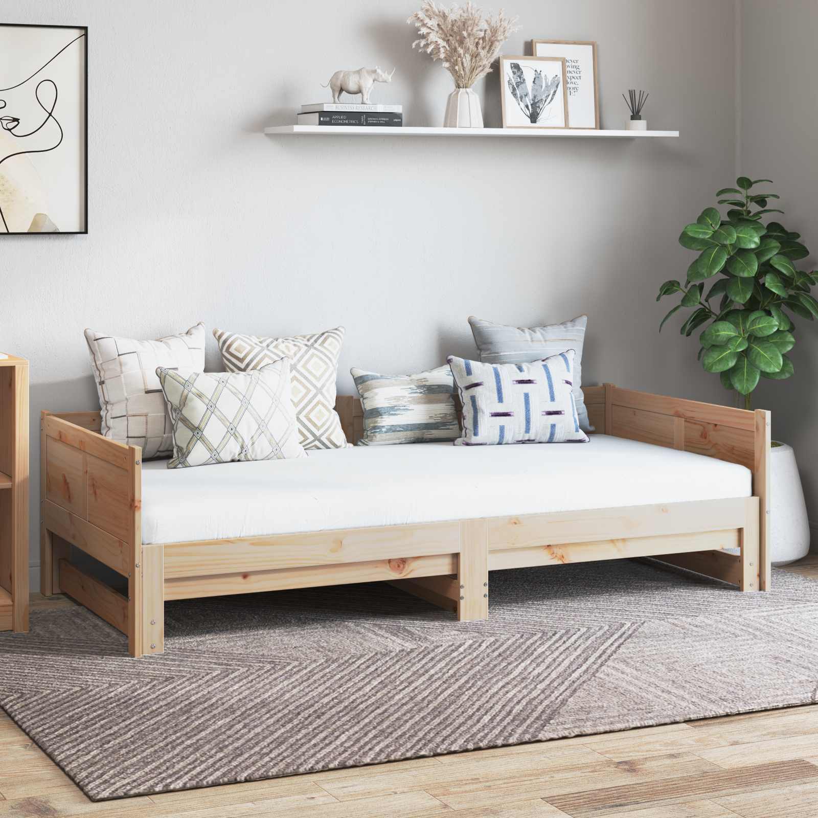 Cama abatible de día 180 x 200 cm Madera de pino macizo