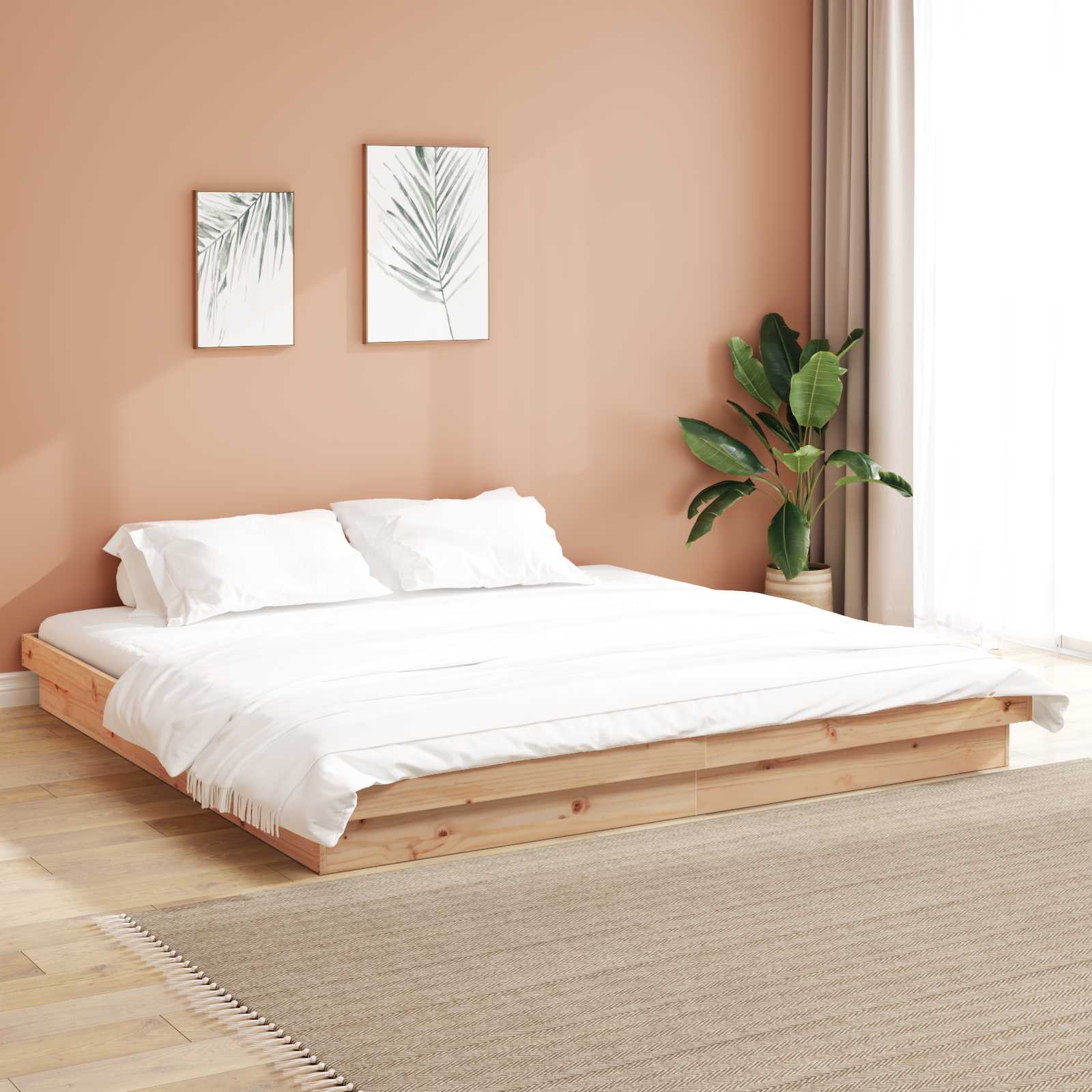 Estrutura de cama 200 x 200 cm Madeira de pinho maciça