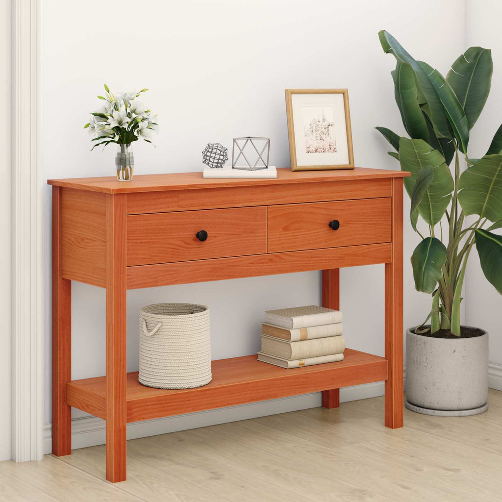 Mesa Consola Marrón cera 100 x 35 x 75 cm Madera de Pino Sólido