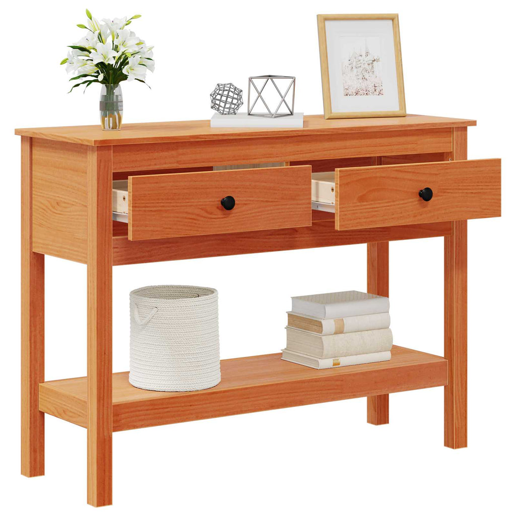 Mesa Consola Marrón cera 100 x 35 x 75 cm Madera de Pino Sólido
