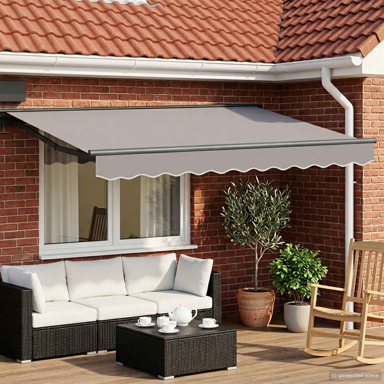 Manual Awning Frame Adjustable 3 x 2.5 m Steel