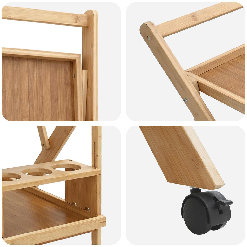 Carrito de cocina con ruedas Marrón Claro 65 x 40,5 x 76,5 cm