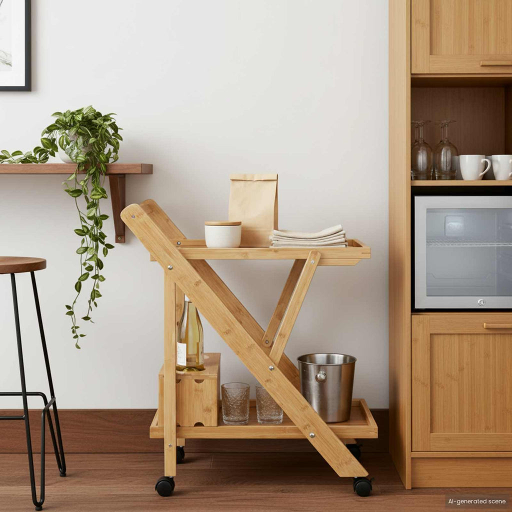 Carrito de cocina con ruedas Marrón Claro 65 x 40,5 x 76,5 cm