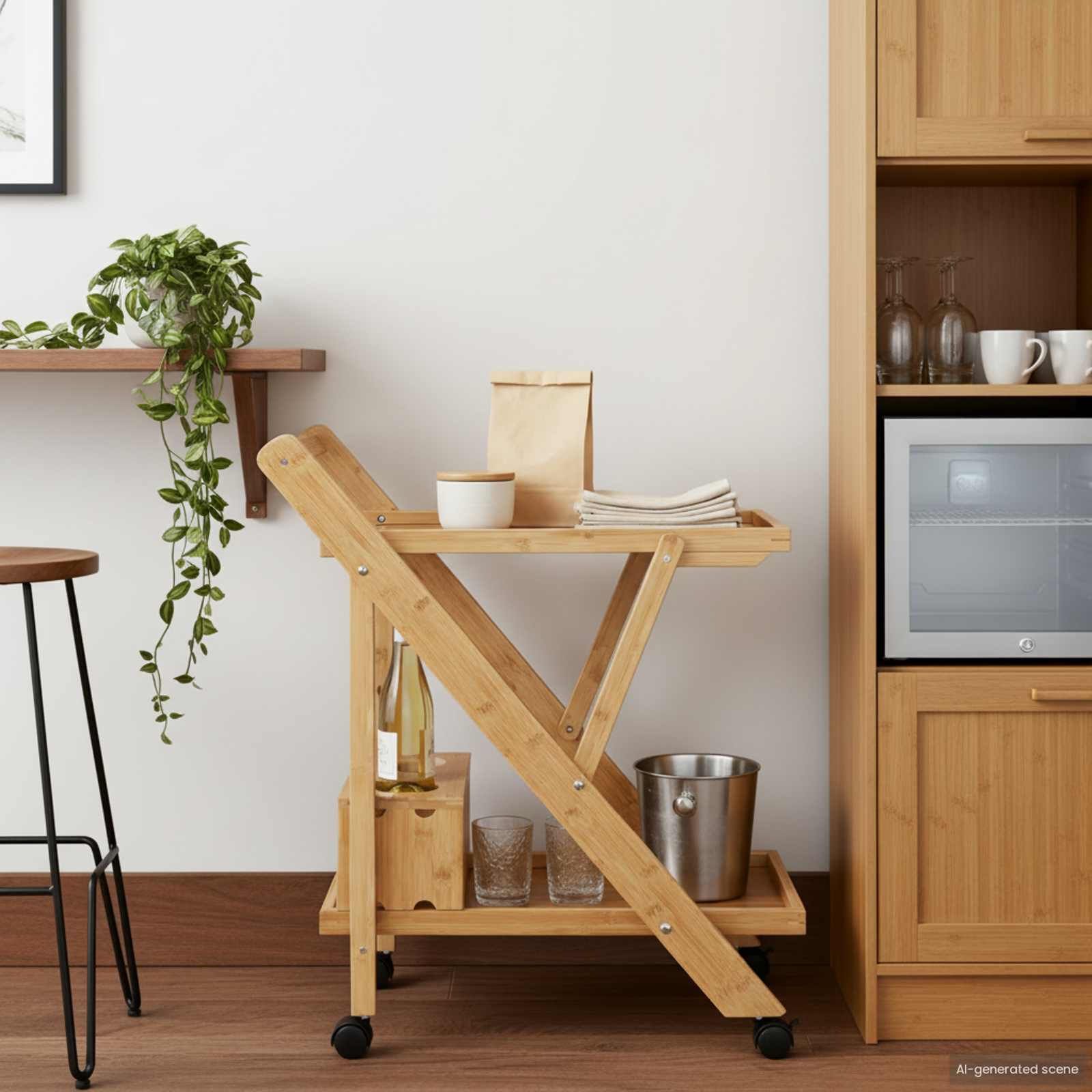 Carrito de cocina con ruedas Marrón Claro 65 x 40,5 x 76,5 cm