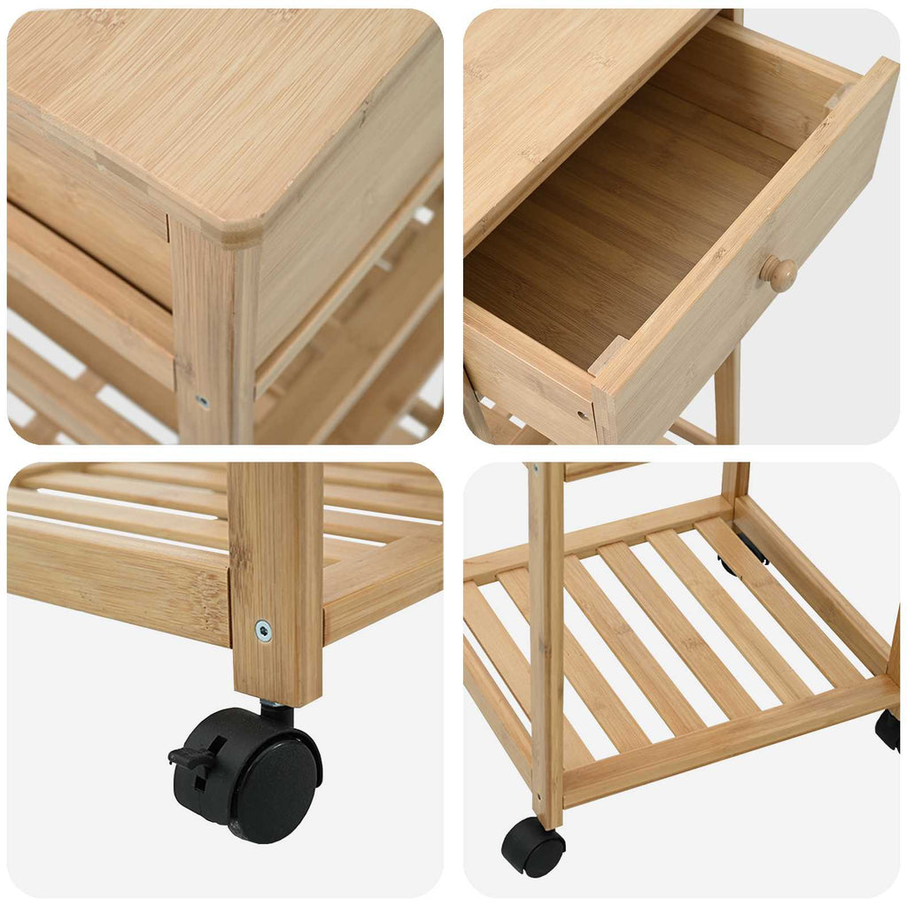 Carrito de cocina con ruedas Natural 37 x 36 x 80 cm Bambú