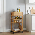 Carrito de cocina con ruedas Natural 37 x 36 x 80 cm Bambú