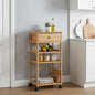 Carrinho de Cozinha com Rodas Natural 37 x 36 x 80 cm Bambu