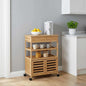 Carrinho de Cozinha com Rodas Natural 37 x 36 x 80 cm Bambu
