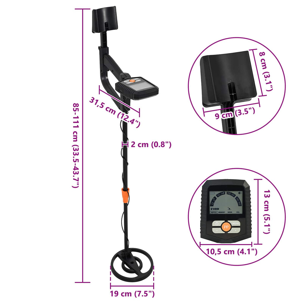 Detector de Metales con Pantalla LCD 3 Modelos Bobina de 19 cm