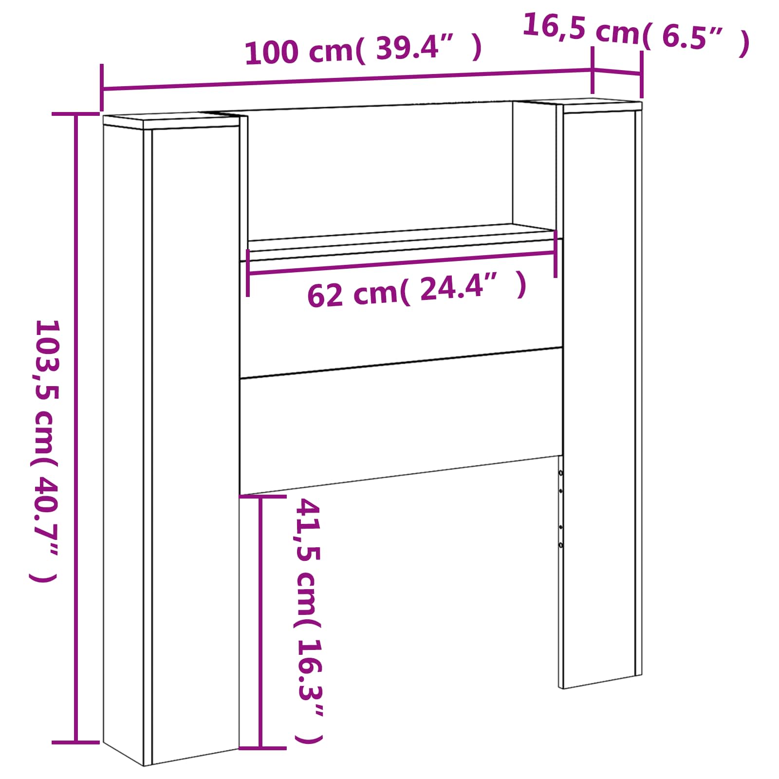 Cabecero con estante 100 x 16,5 x 103,5 cm Madera de ingeniería