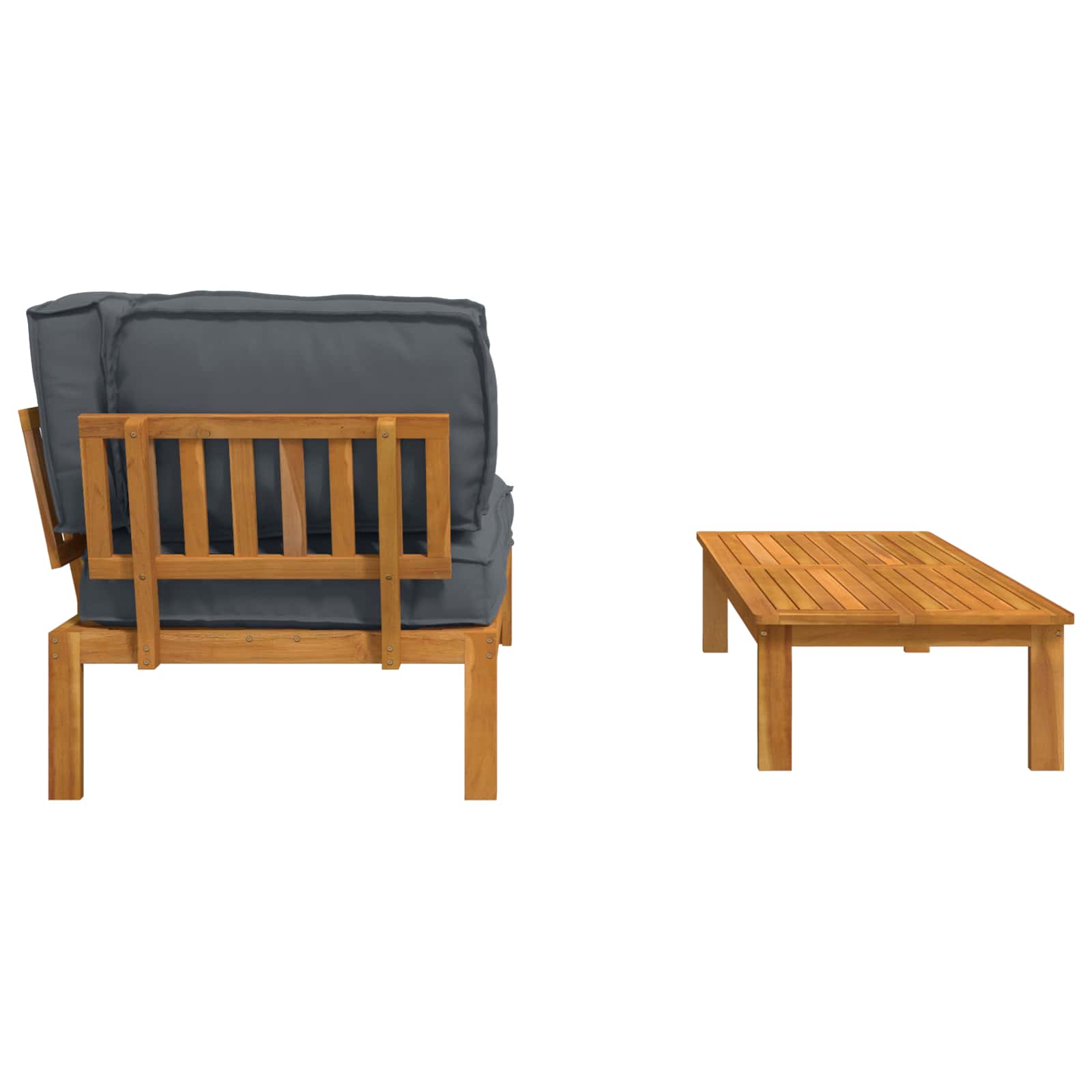 Juego de Sofá con cojín 2 pcs Antracita Madera de Acacia Sólida
