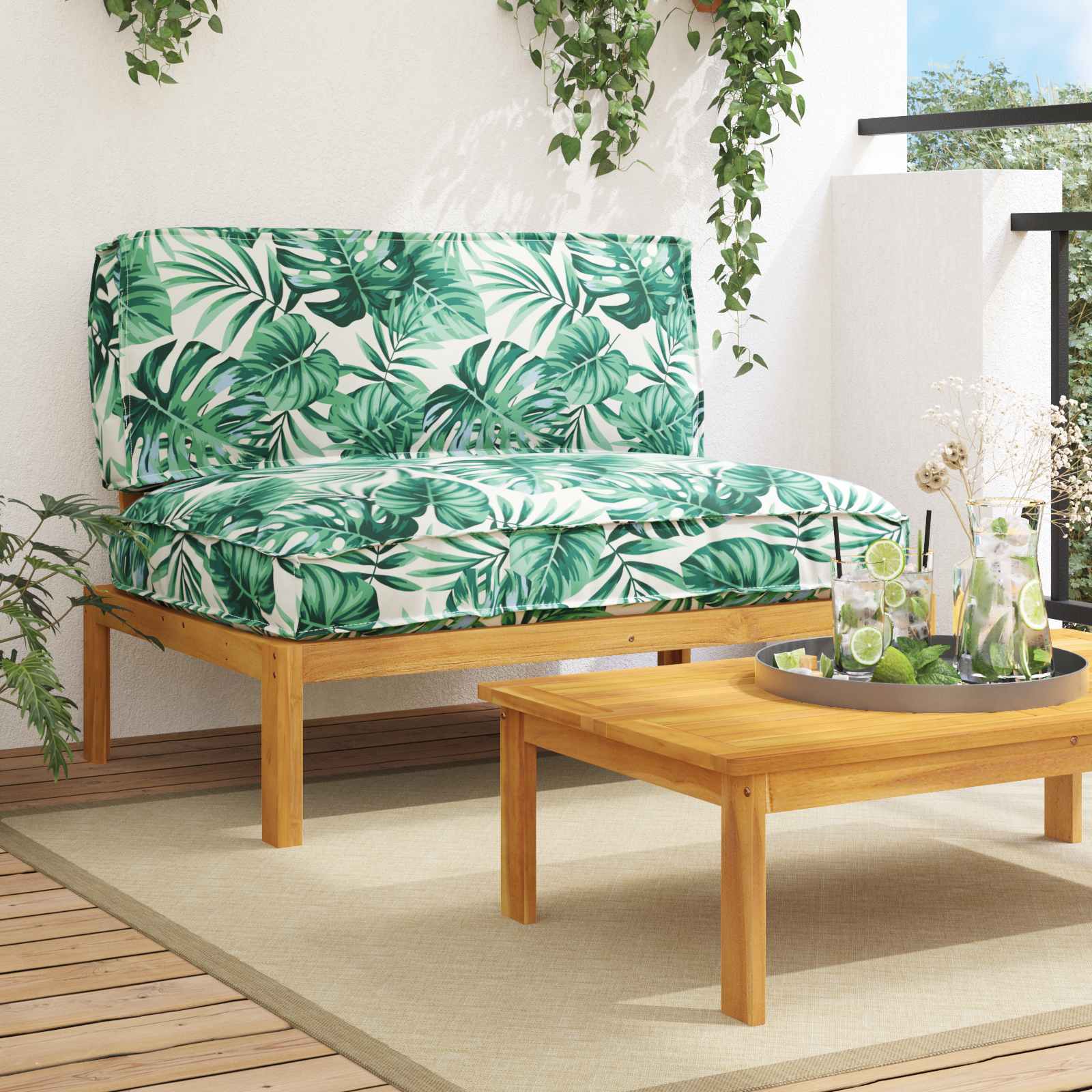 2-Piece Sofa Set with Cushions Anthracite Solid Acacia Wood