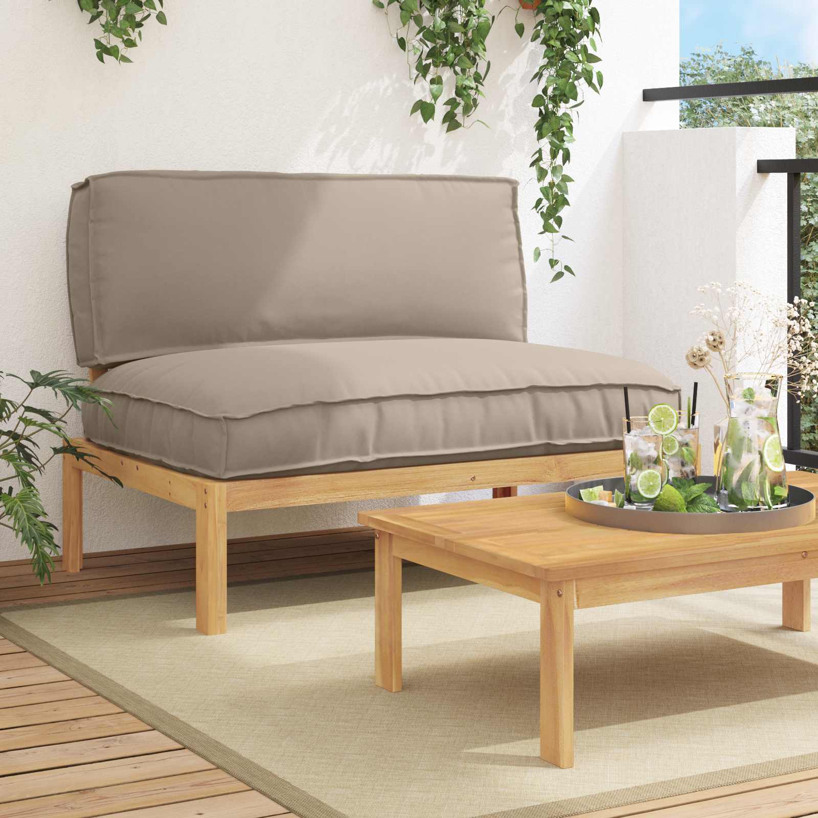 2-Piece Sofa Set with Cushions Anthracite Solid Acacia Wood