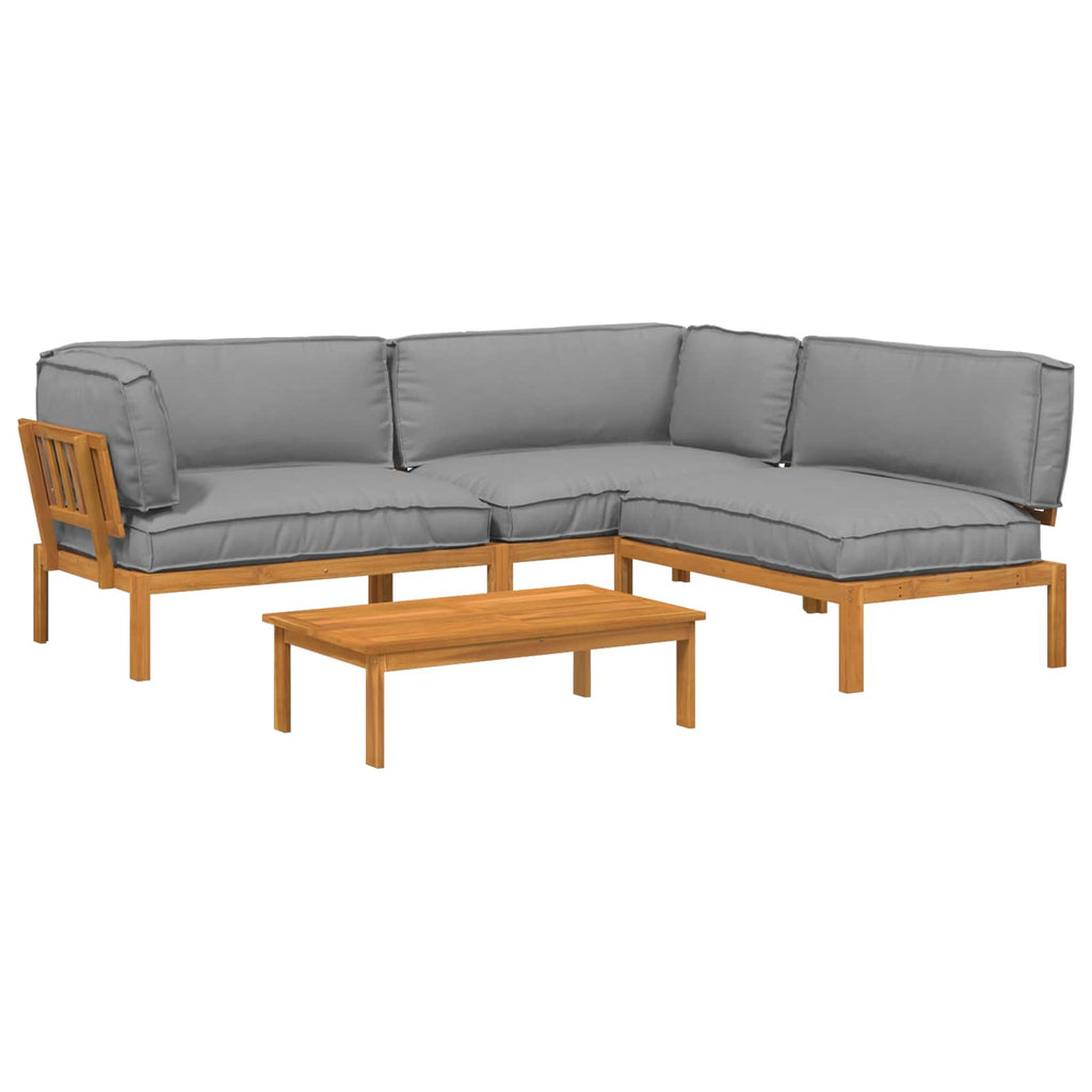 Juego de Sofá 4 pcs Gris Madera de Acacia Sólida