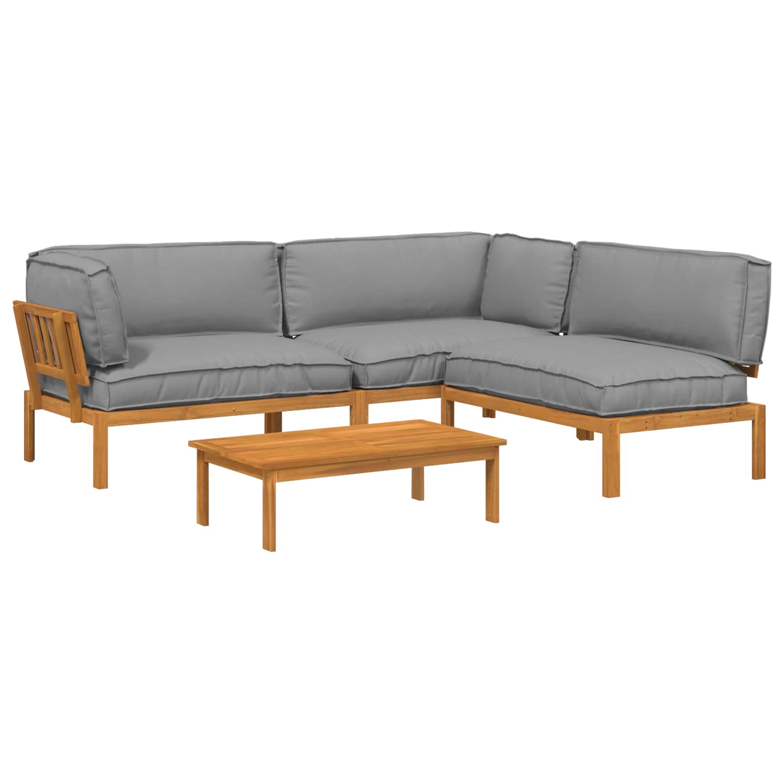 Juego de Sofá 4 pcs Gris Madera de Acacia Sólida