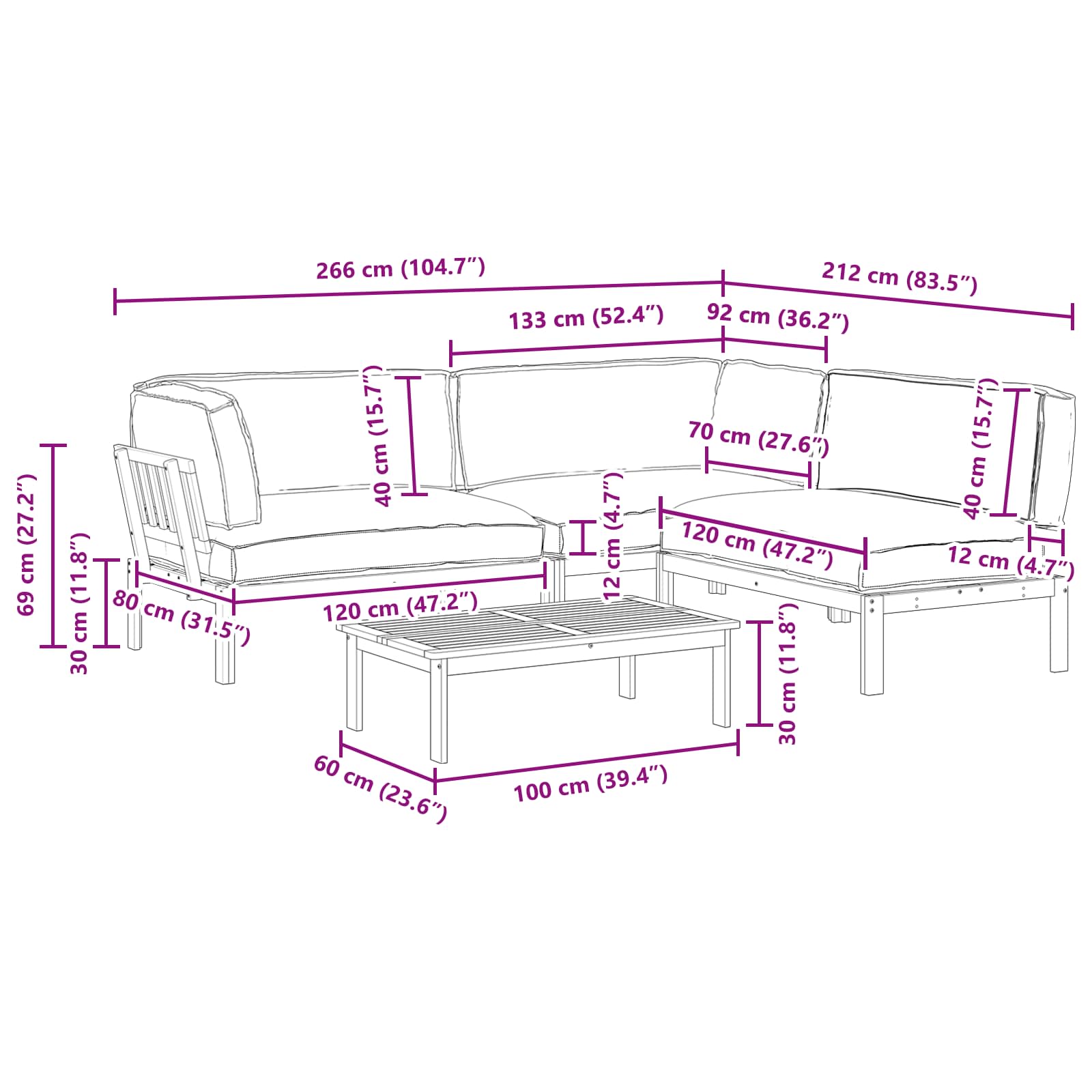 Juego de Sofá 4 pcs Gris Madera de Acacia Sólida